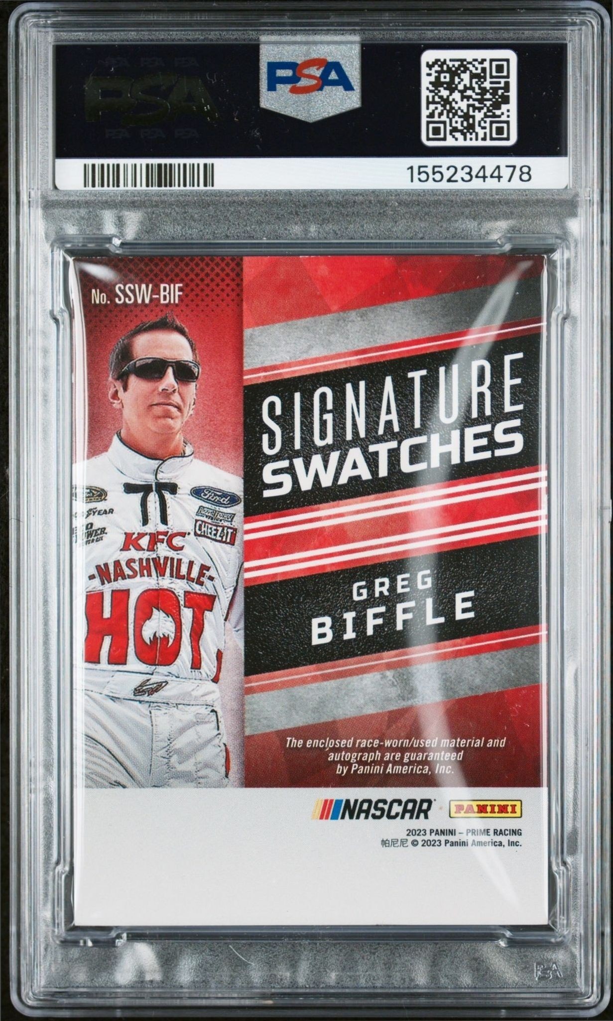 2023 Panini Prime Greg Biffle #BIF racing trading card back