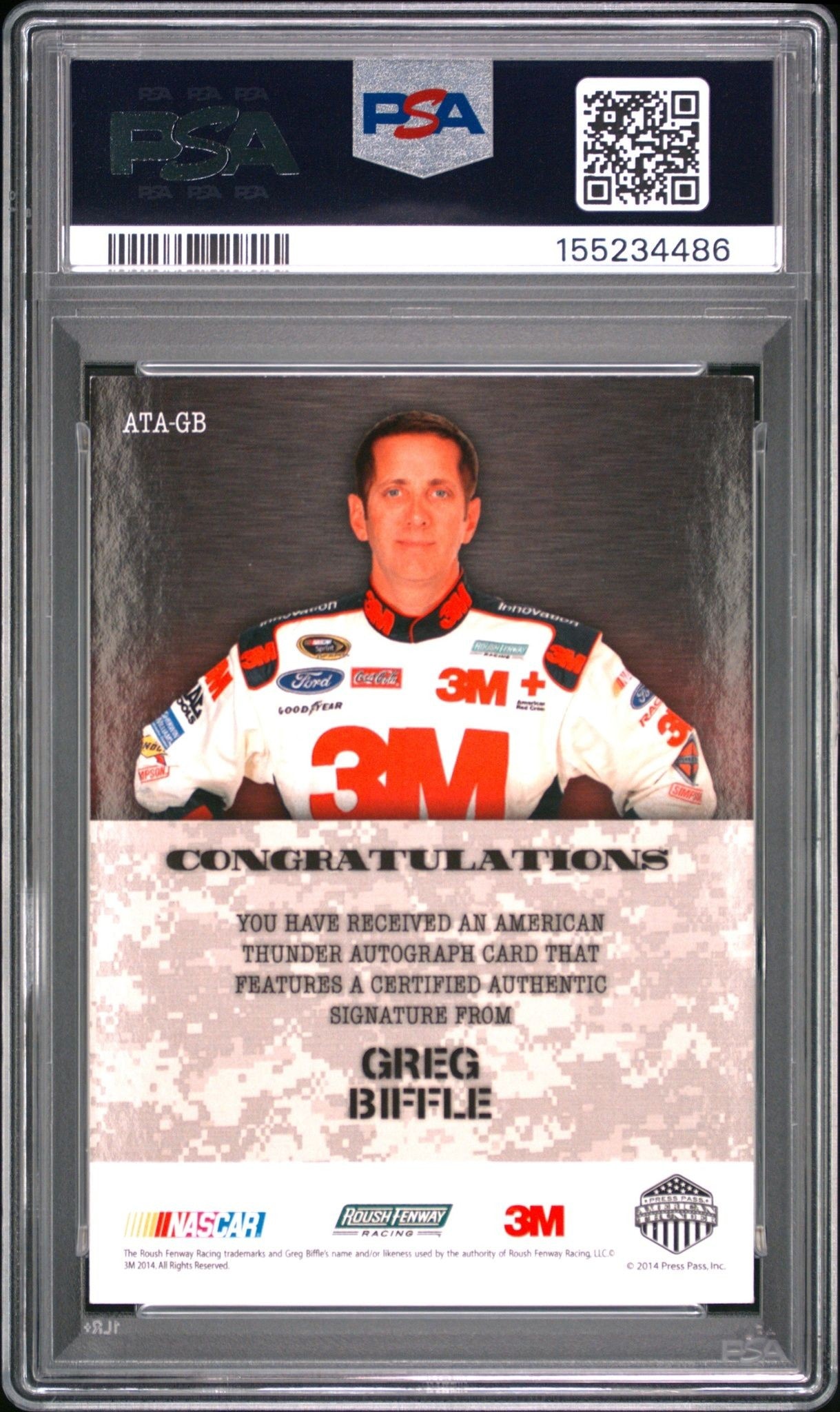 2014 Press Pass American Thunder Greg Biffle #GB racing trading card back