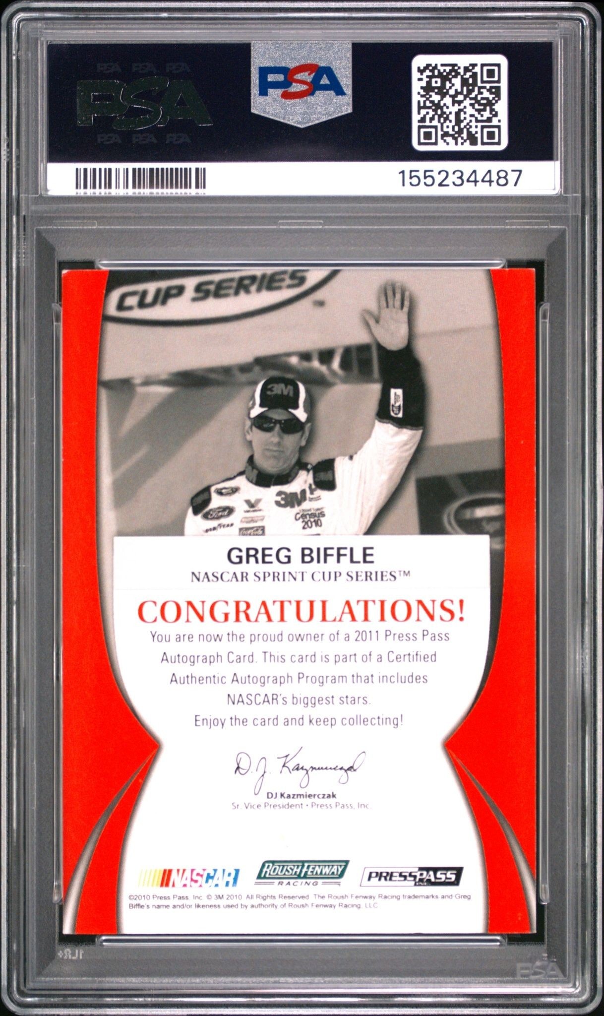 2011 Press Pass Greg Biffle #NA racing trading card back