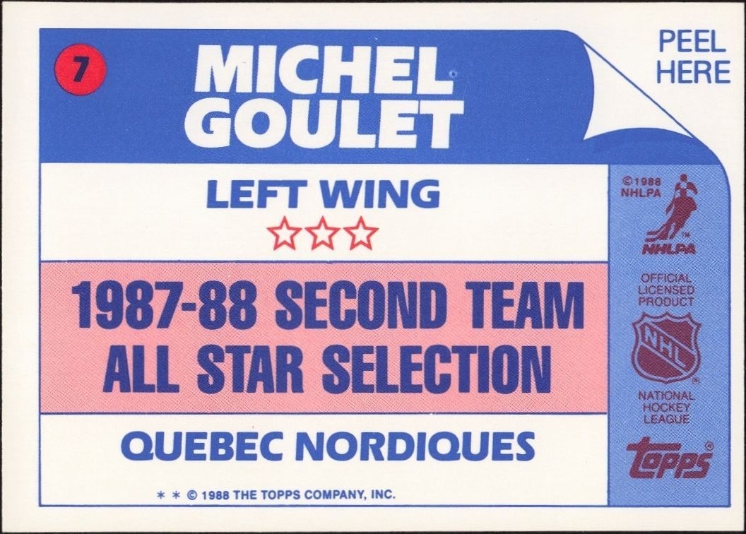 1989-90 Topps Michel Goulet #7 hockey trading card back