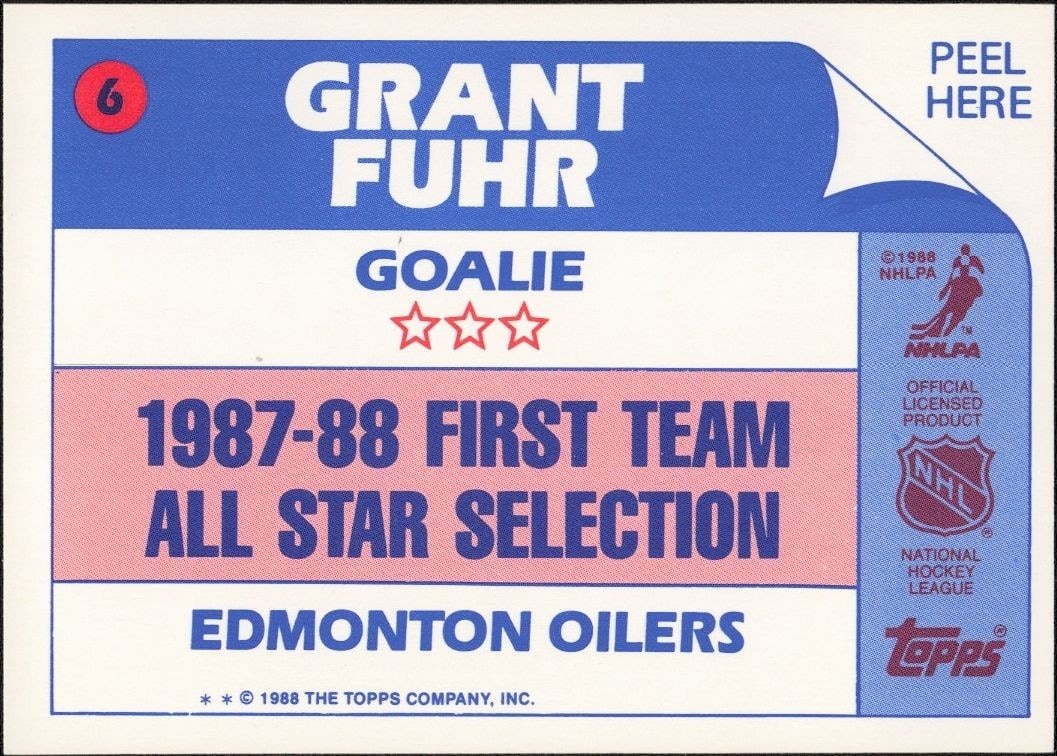 1989-90 Topps Grant Fuhr #6 hockey trading card back