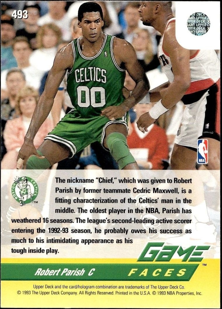 1992-93 Upper Deck Robert Parish #493 basketball trading card back