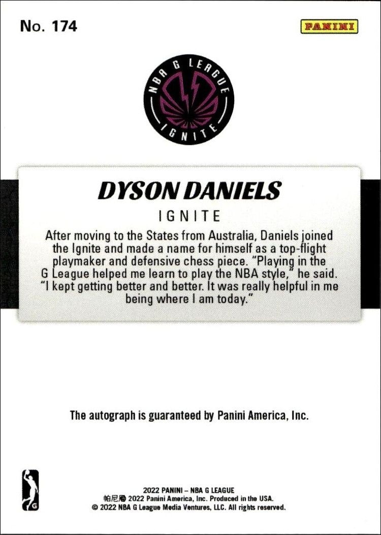2021-22 Panini NBA G League Dyson Daniels #174 basketball trading card back