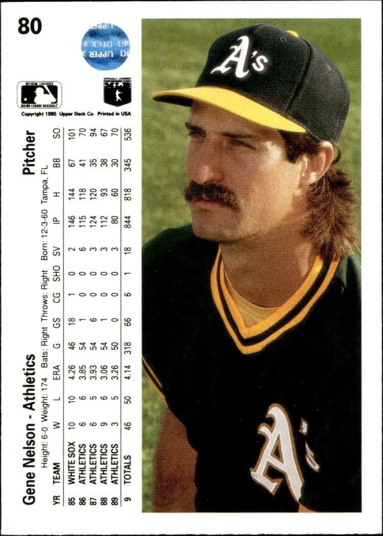 1990 Upper Deck Gene Nelson #80 baseball trading card back