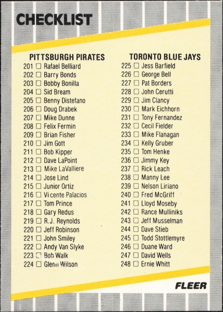1989 Fleer Pittsburgh Pirates #656 trading card