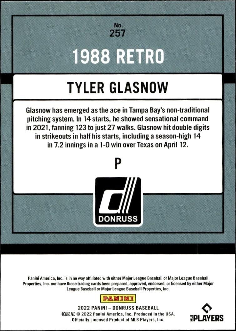 2022 Panini Donruss Tyler Glasnow #257 baseball trading card back
