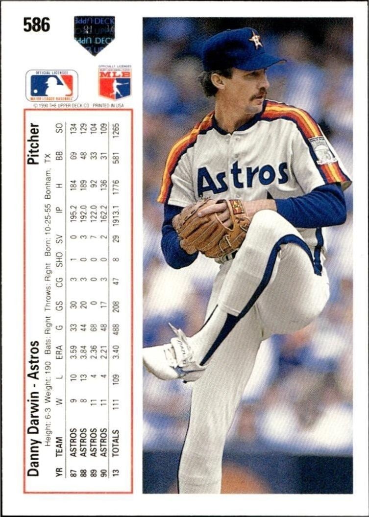 1991 Upper Deck Low Number Danny Darwin #586 baseball trading card back