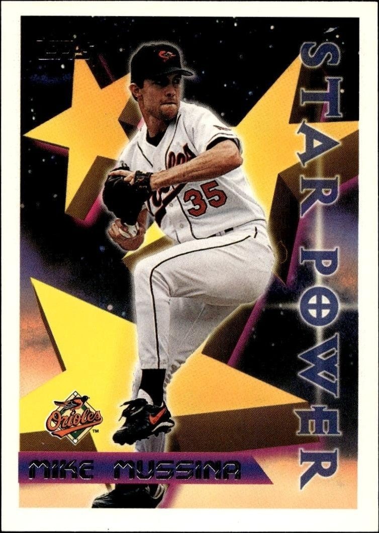 1996 Topps Series 1 Mike Mussina #65 trading card