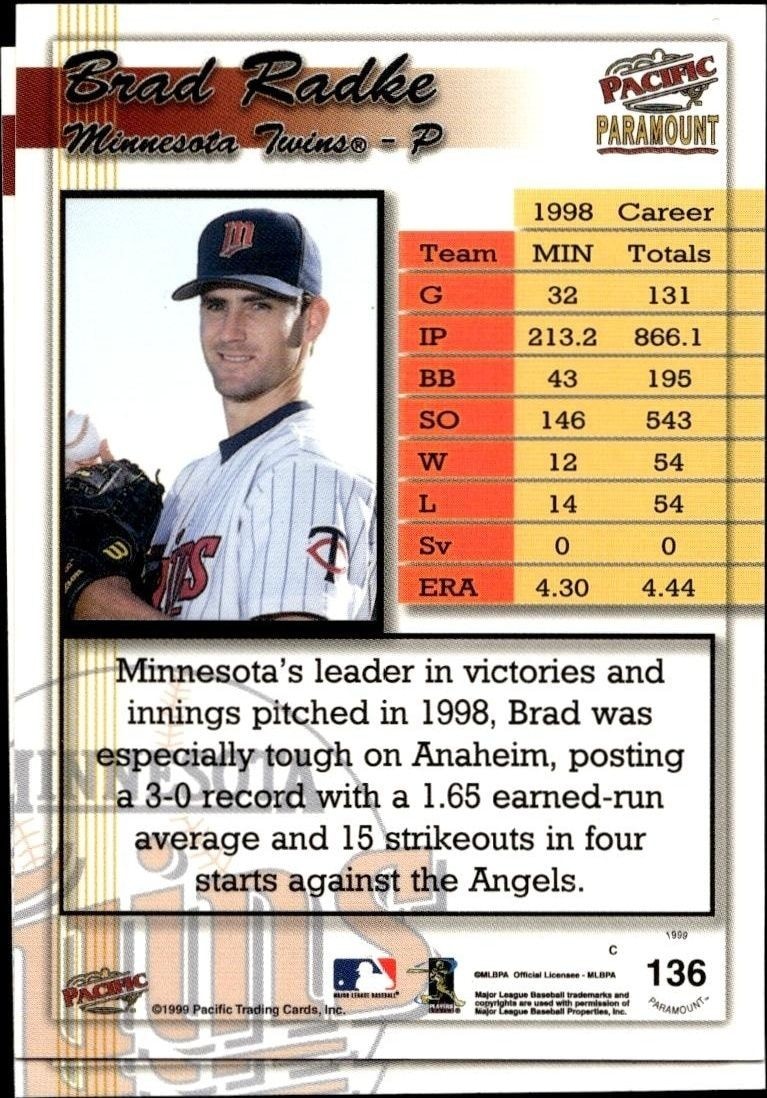 1999 Pacific Paramount Terry Steinbach #137 baseball trading card back