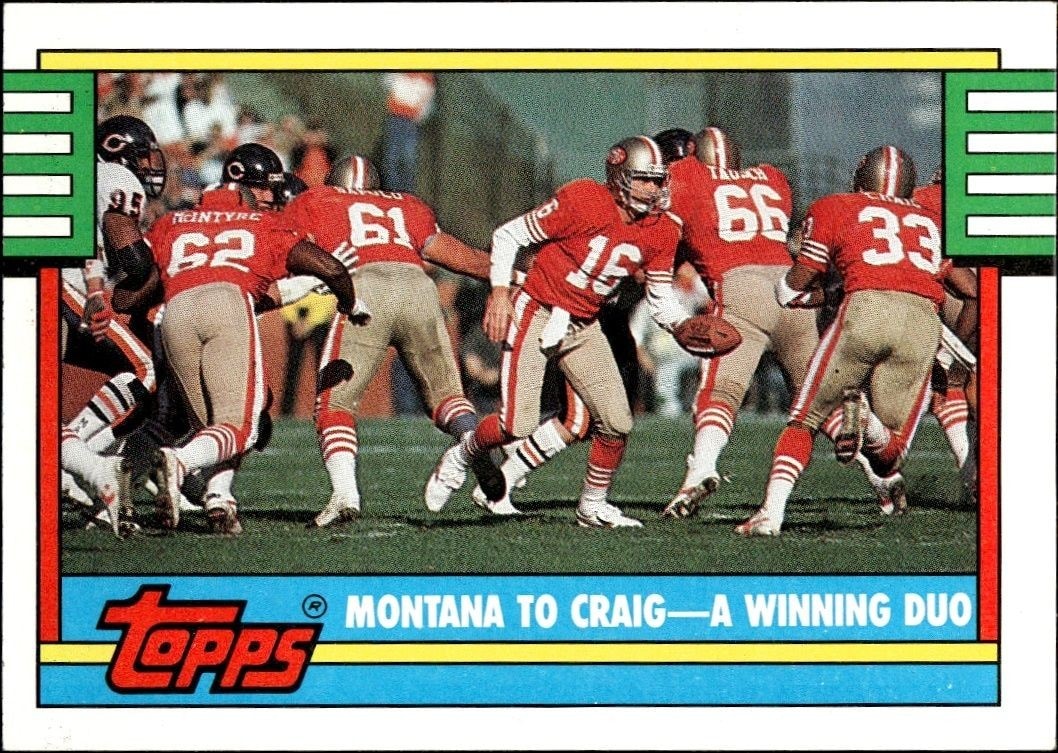 1990 Topps Montana To Craig - A Winning Duo #515C trading card