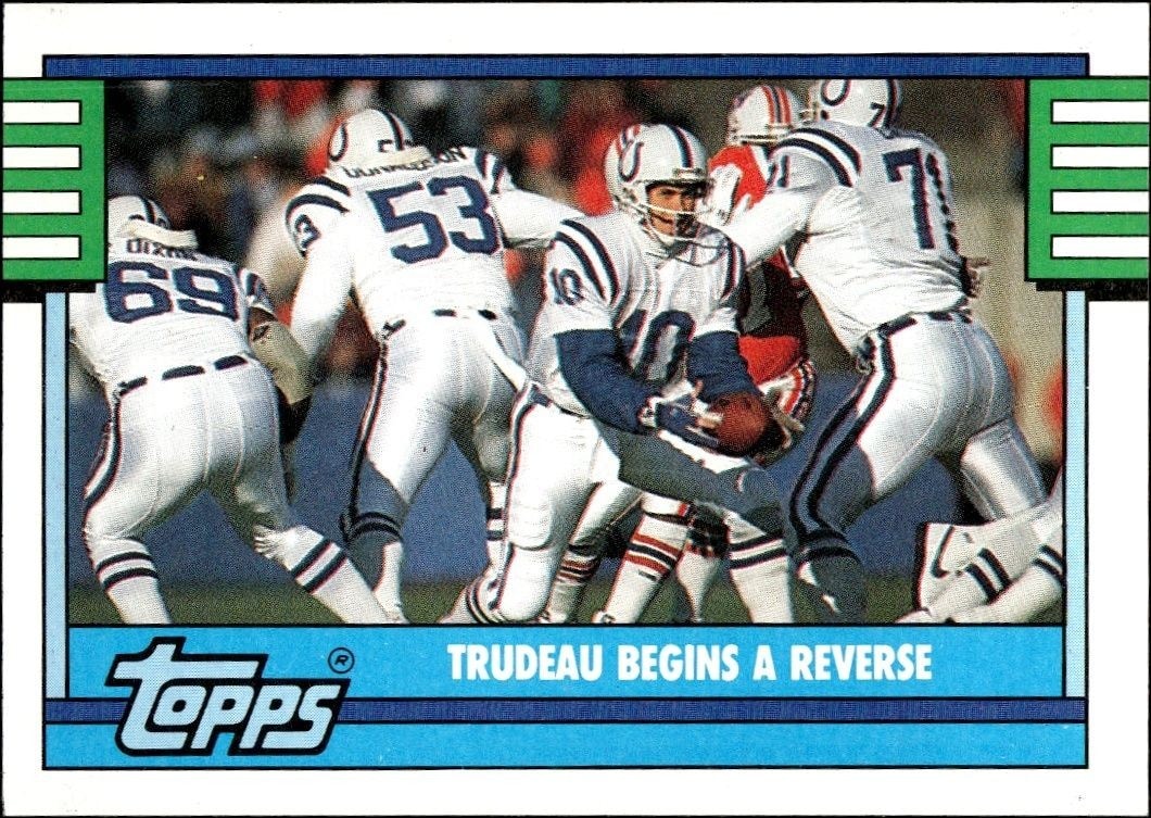 1990 Topps Trudeau Begins A Reverse #510 trading card