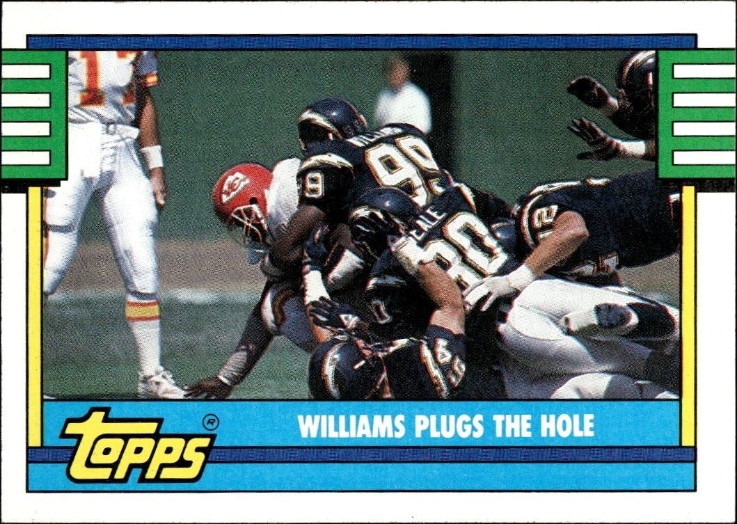 1990 Topps Williams Plugs The Hole #508C trading card