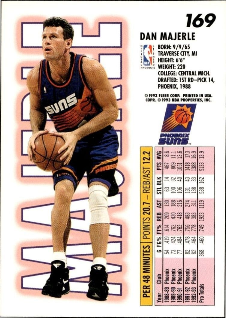 1993-94 Fleer Dan Majerle #169 basketball trading card back