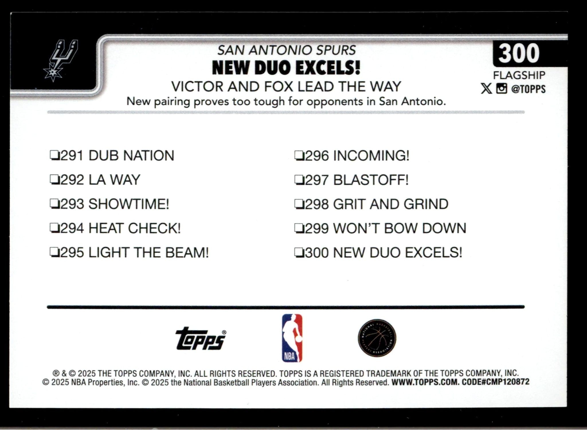 2025-26 Topps New Duo Excels!: Victor And Fox Lead The Way #300 basketball trading card back