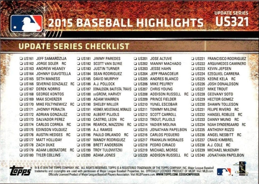 2015 Topps Update Series Chris Heston #US321 baseball trading card back
