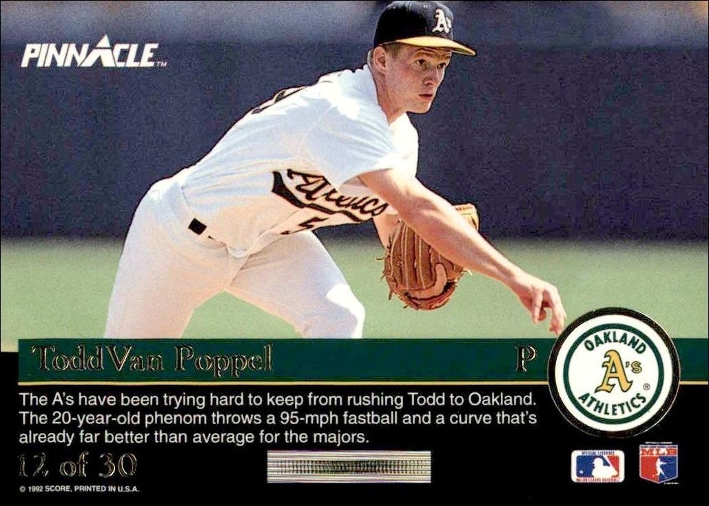 1992 Pinnacle Rookies Todd Van Poppel #12 baseball trading card back