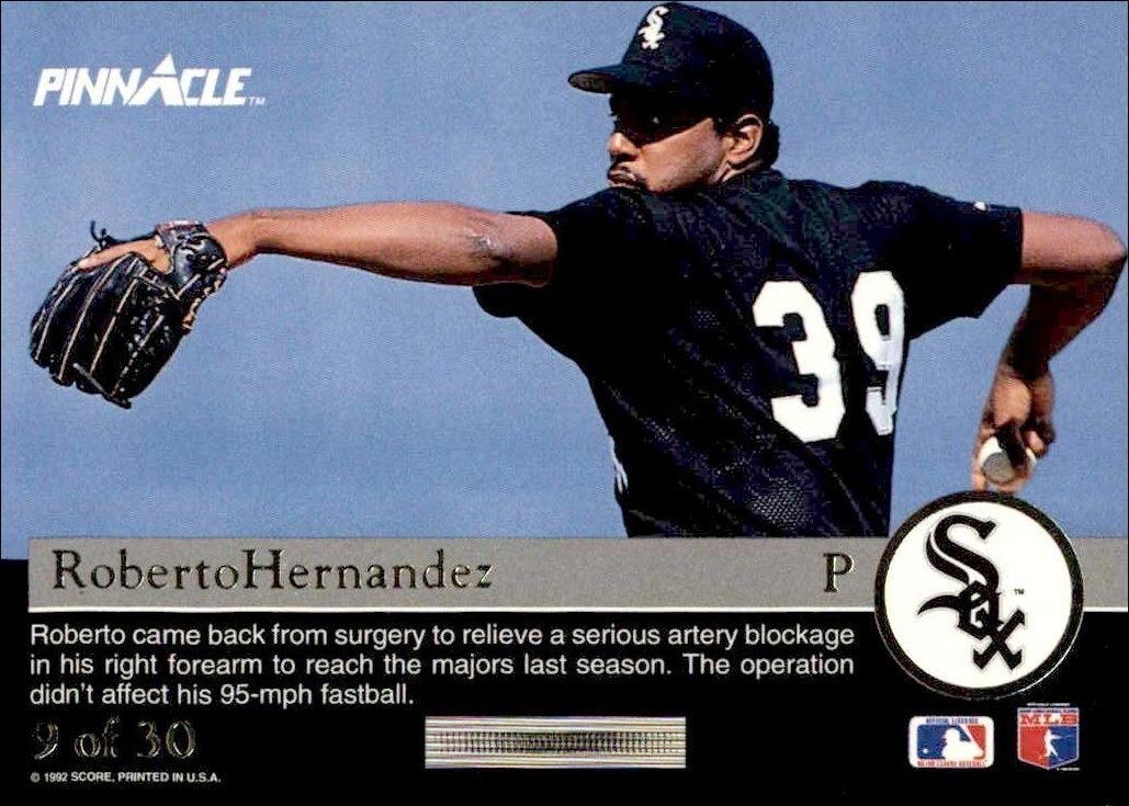 1992 Pinnacle Rookies Roberto Hernandez #9 baseball trading card back