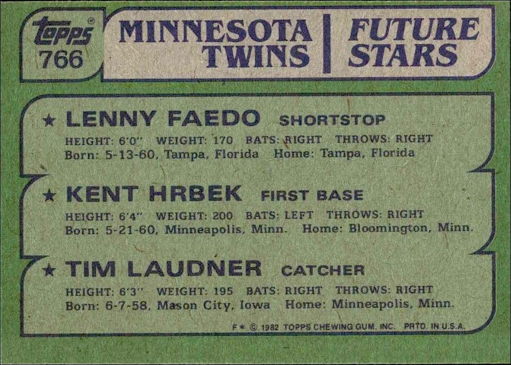 1982 Topps Lenny Faedo #766 baseball trading card back