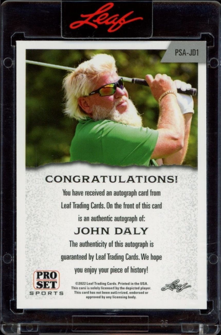 2022 Leaf Pro Set John Daly #PSA-JD1 golf trading card back