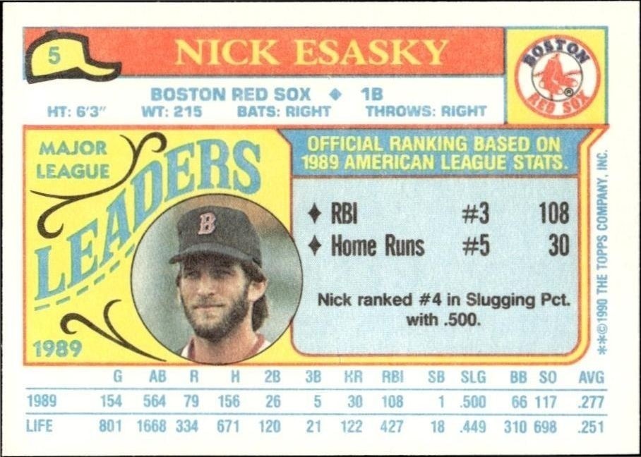 1990 Topps Minis Nick Esasky #5 baseball trading card back