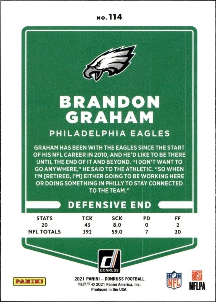 2021 Panini Donruss Brandon Graham #114 football trading card back