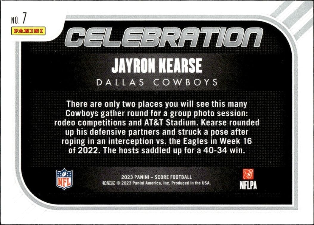 2023 Panini Score Jayron Kearse #7 football trading card back