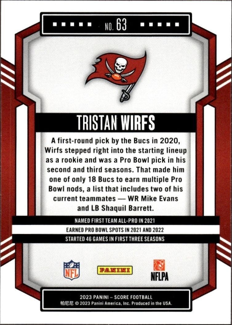 2023 Panini Score Tristan Wirfs #63 football trading card back