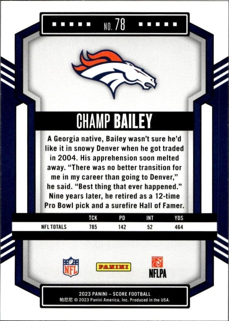 2023 Panini Score Champ Bailey #78 football trading card back