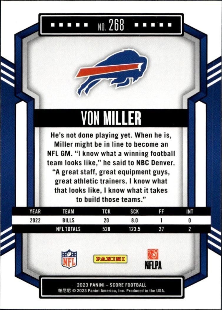 2023 Panini Score Von Miller #268 football trading card back