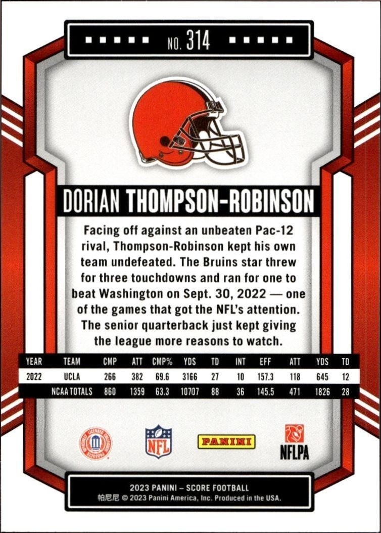 2023 Panini Score Dorian Thompson-Robinson #314 football trading card back