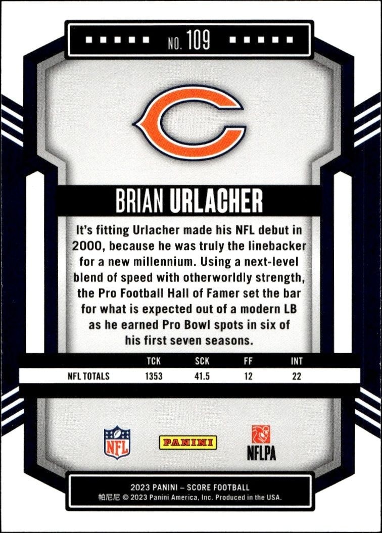2023 Panini Score Brian Urlacher #109 football trading card back
