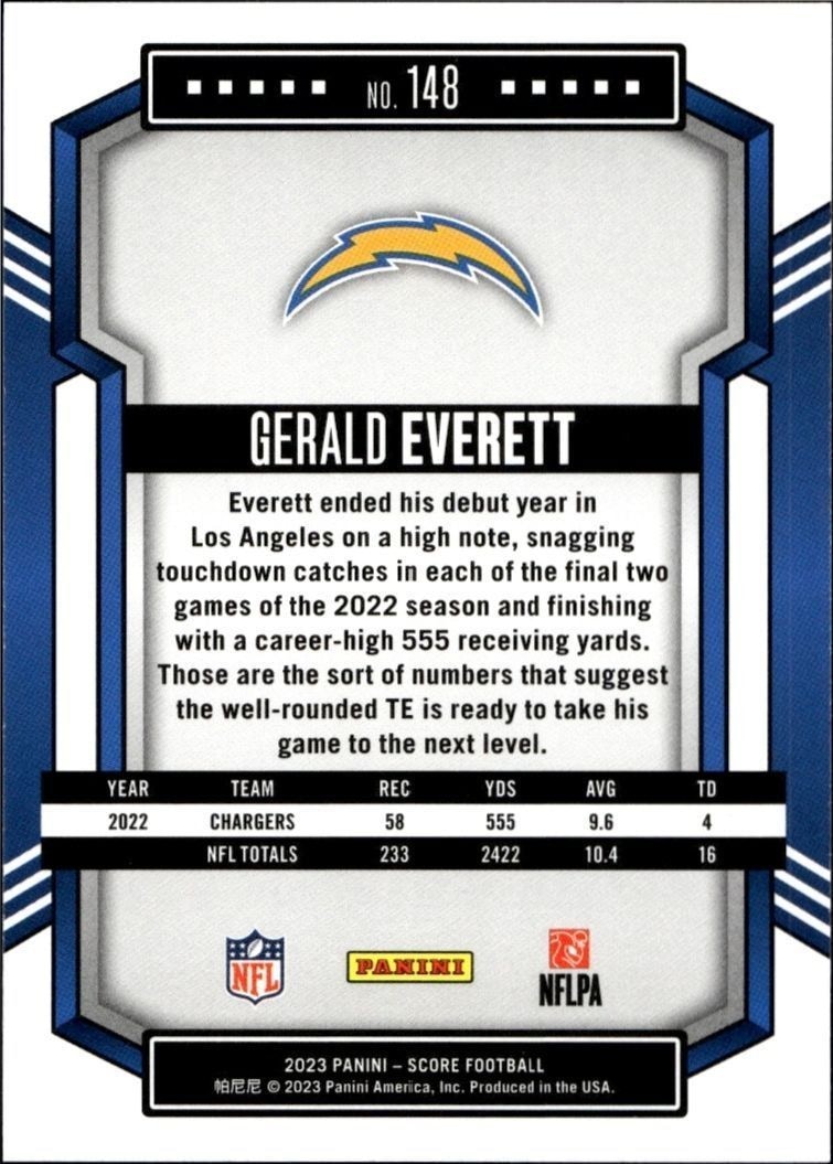 2023 Panini Score Gerald Everett #148 football trading card back