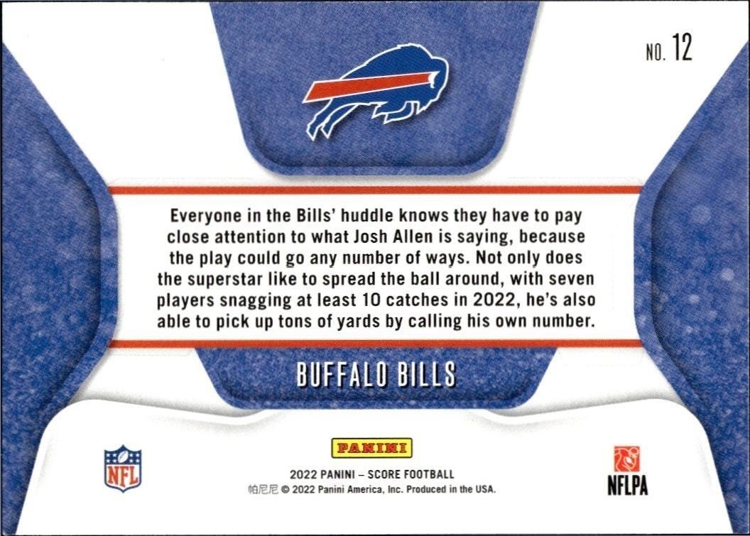2023 Panini Score Buffalo Bills #12 football trading card back