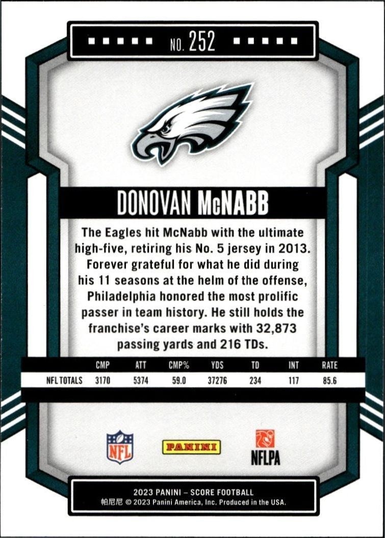 2023 Panini Score Donovan McNabb #252 football trading card back