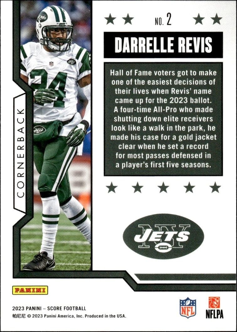 2023 Panini Score Darrelle Revis #2 football trading card back