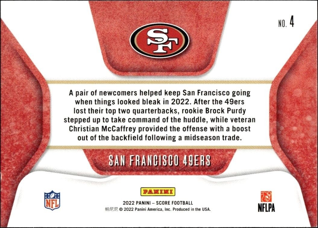 2023 Panini Score San Francisco 49ers #4 football trading card back
