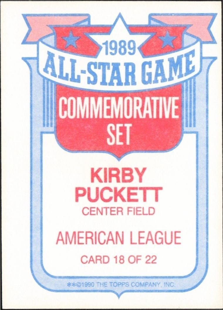 1990 Topps Kirby Puckett #18 baseball trading card back