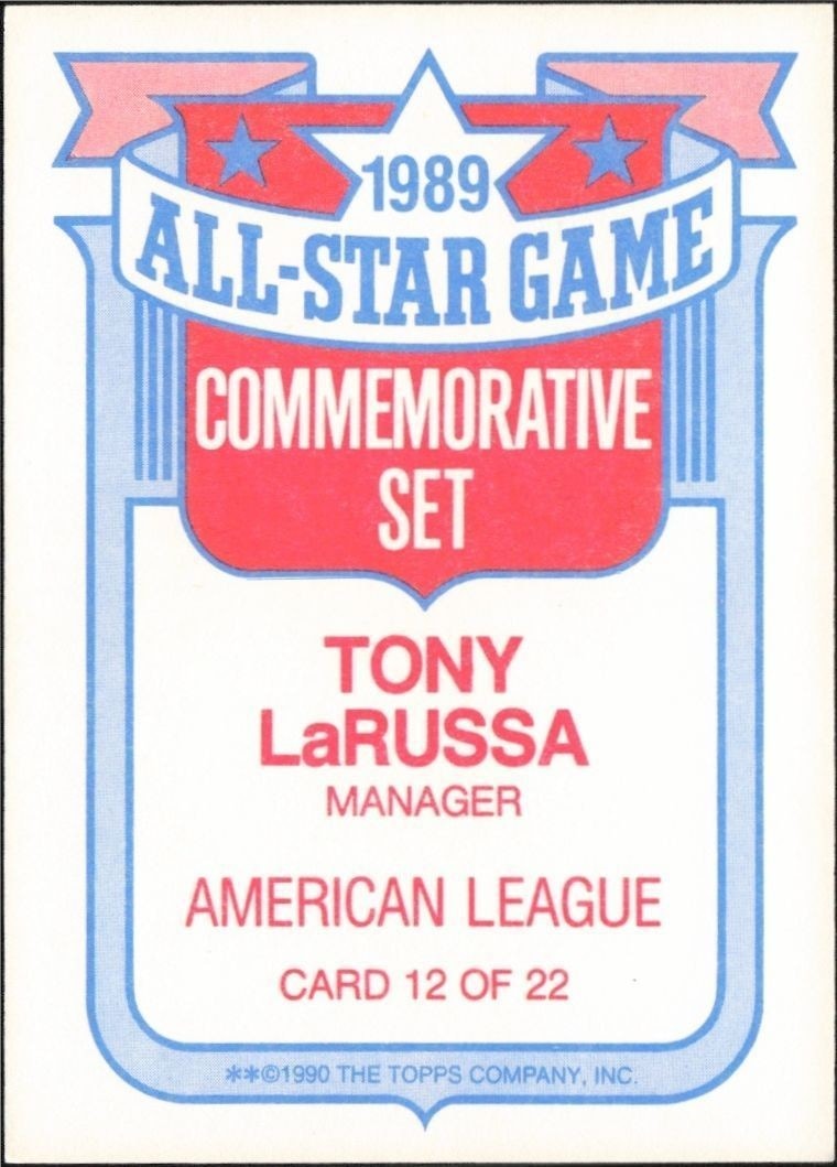 1990 Topps Tony LaRussa #12 baseball trading card back