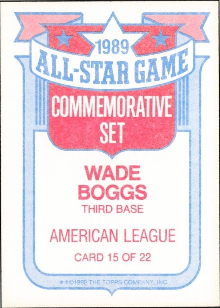 1990 Topps Wade Boggs #15 baseball trading card back