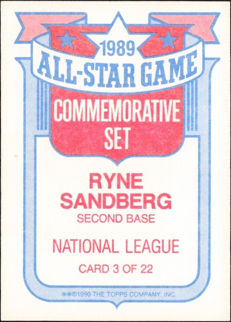 1990 Topps Ryne Sandberg #3 baseball trading card back