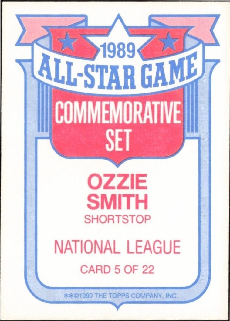 1990 Topps Ozzie Smith #5 baseball trading card back