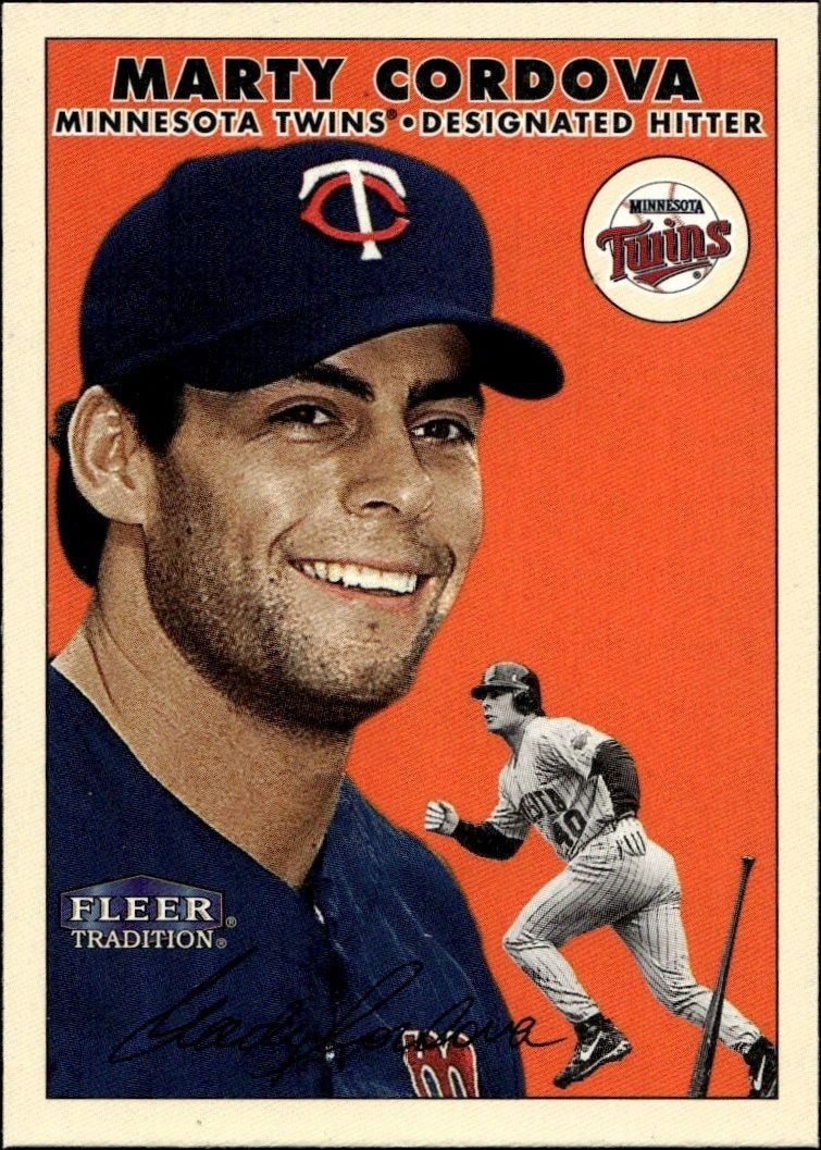 2000 Fleer Tradition Glossy Marty Cordova #362 baseball trading card front