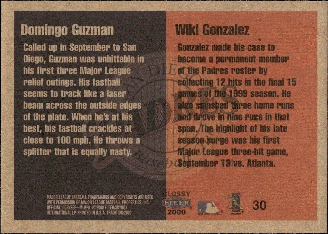 2000 Fleer Tradition Glossy Brian Cooper #323 baseball trading card back