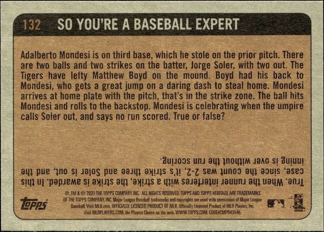 2021 Topps Heritage Starling Marte #132 baseball trading card back