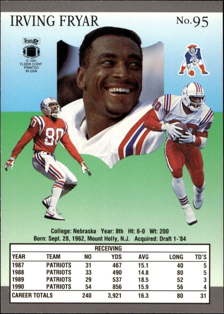 1991 Fleer Ultra Ultra Irving Fryar #95 football trading card back
