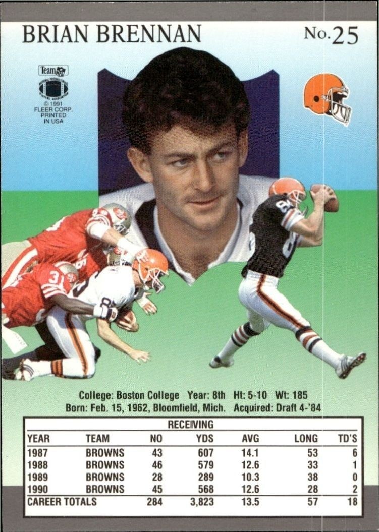 1991 Fleer Ultra Brian Brennan #25 football trading card back