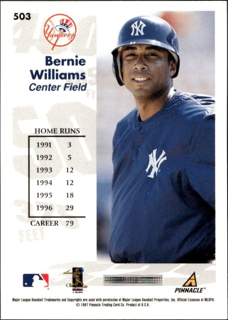 1997 Score Bernie Williams #503 baseball trading card back