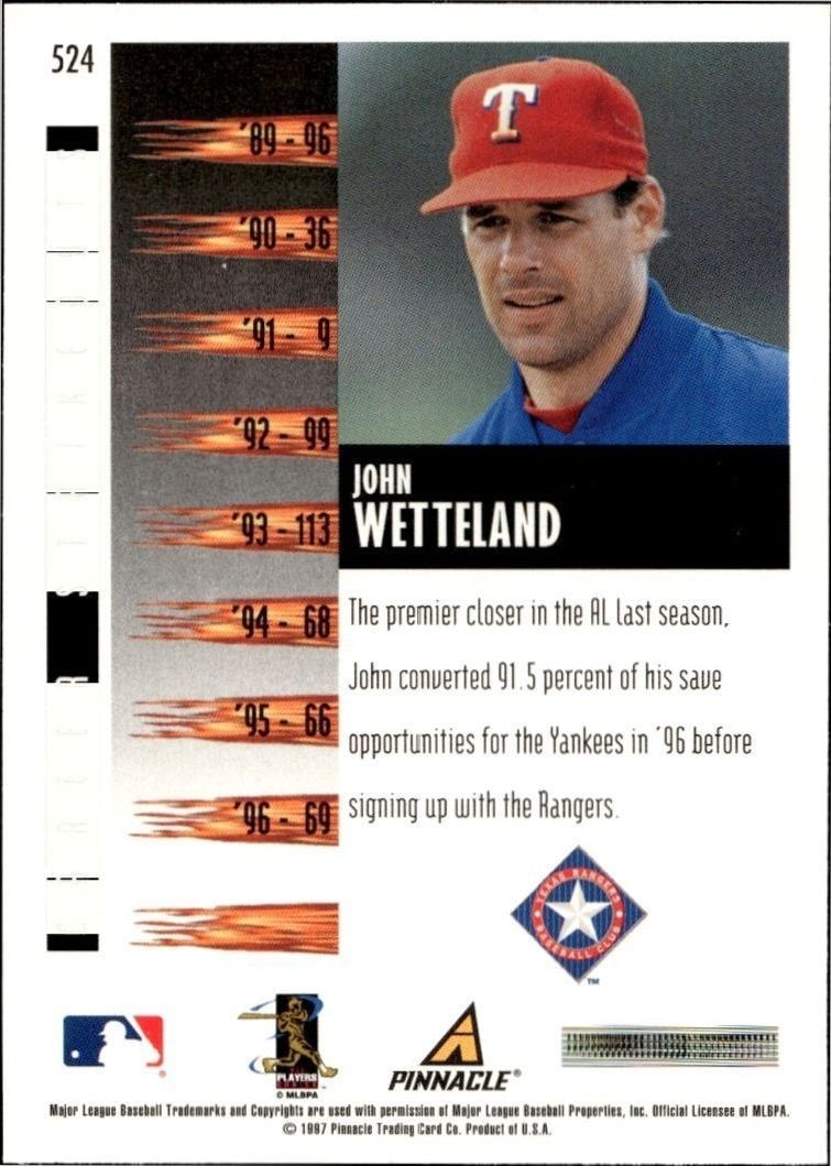 1997 Score John Wetteland #524 baseball trading card back