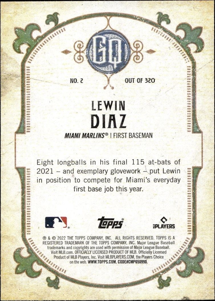 2022 Topps Gypsy Queen Lewin Diaz #2 baseball trading card back