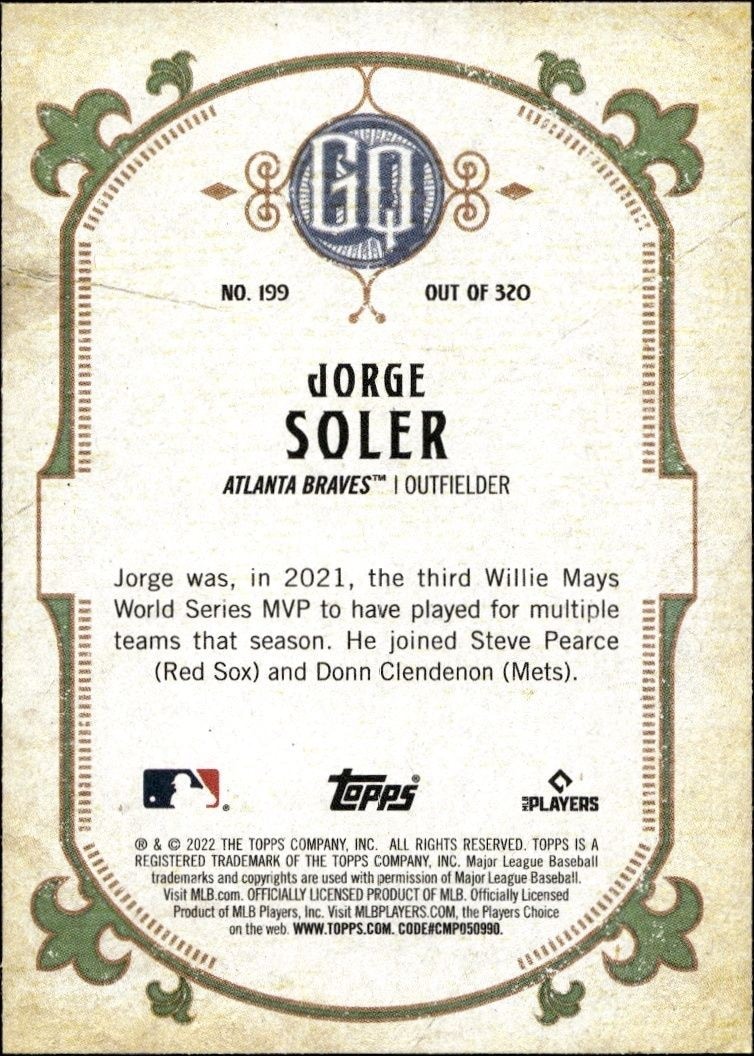 2022 Topps Gypsy Queen Jorge Soler #199 baseball trading card back